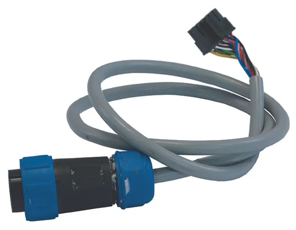 Kabelbaum mit blauem Stecker und mehreren Drähten, hergestellt von Syr, für eine Steuerungseinheit.